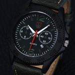 Military Leather Waterproof Date Quartz Analog Army Men's Quartz Wrist Watches