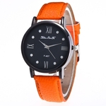 Rel¨®gios Feminino Litchi Padr?o Leather Strap Rodada Dial rel¨®gio de quartzo F-407L