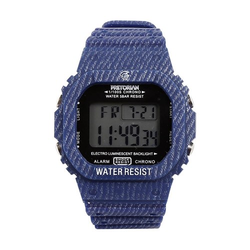 Relógio Pulso Digital Pretorian Pulseira Borracha Estampada Azul