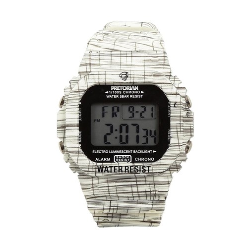 RelÃ³gio Pulso Digital Pretorian Pulseira Borracha Estampada Branco - Branco - Masculino - Dafiti