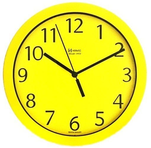 Relógio 6718 de Parede Alumínio 25 Cm Amarelo Vidro Herweg