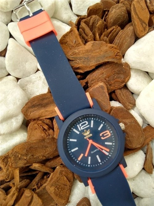 Relógio Adidas Borracha Marinho/laranja Neon 2053
