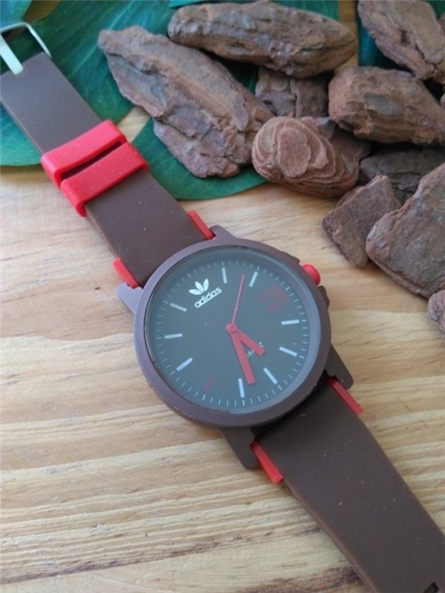 Relógio Adidas Borracha Marrom/vermelho 2571