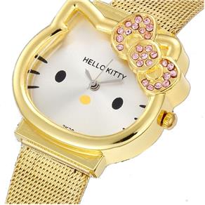 Relógio Adolescente/criança Hello Kitty Inoxidável Dourado