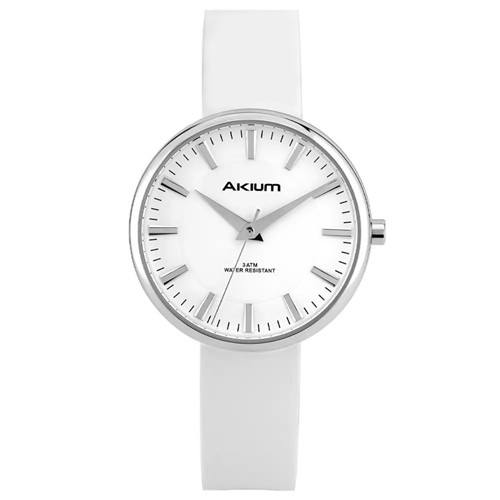 Relógio Akium Feminino Borracha Branca - TML7197 - WHITE SILV