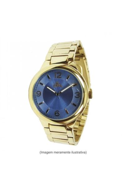 Relógio Allora Feminino Dourado Mostrador Azul com Strass Al20354li/4a