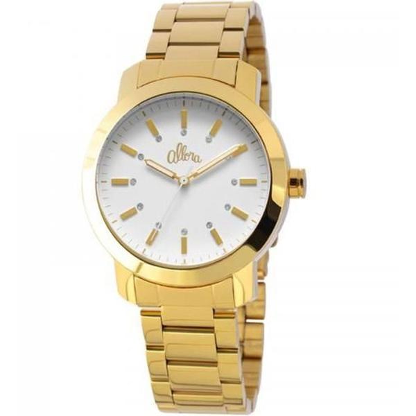 Relógio Allora Feminino Dourado Mostrador Branco com Strass Al2035lh/4b
