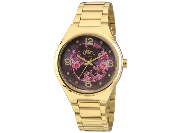 Relógio Allora Feminino Dourado Mostrador Floral Ref. Al2035faf/4g