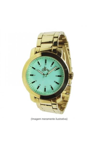 Relógio Allora Feminino Dourado Mostrador Verde com Strass Al2035lh/4v
