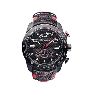 Relogio Alpinestars Tech Chrono Pulseira de Couro (Preto/Vermelho)