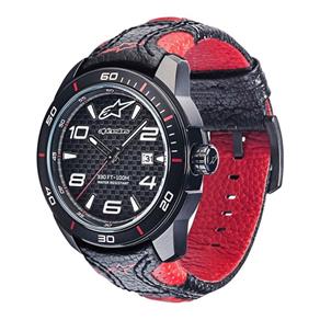 Relógio Alpinestars Tech 3H Pulseira Couro Vermelho