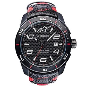 Relógio Alpinestars Tech Preto (Pulseira Couro Vermelho)