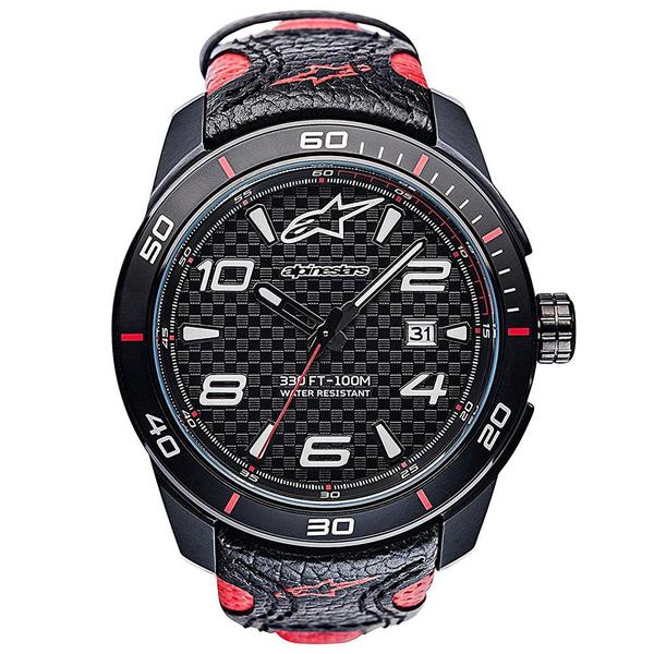 Relógio Alpinestars Tech Preto (Pulseira Couro Vermelho)