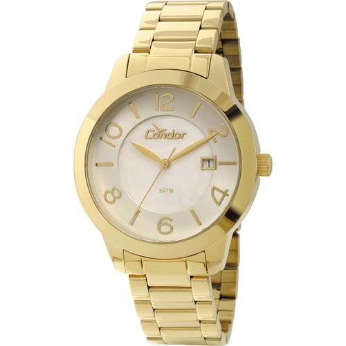 Relógio Analógico Condor Aço Co2115tj/4B Feminino Dourado/Branco Condor