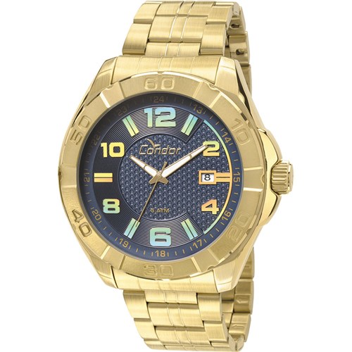 Relógio Analógico Condor Aço Co2415ba/4A Masculino Dourado/Azul Condor