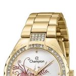 Relógio Analógico Feminino Champion Dourado Strass Cn29543h