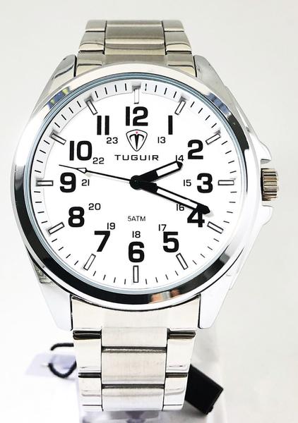 Relógio Analógico Masculino Classico Tuguir 5045 Prata NF