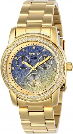 Relógio Angel 23822 Feminino Banhado Ouro 18K Zircônia Fundo Degradê Caixa 38 Mm - Invicta