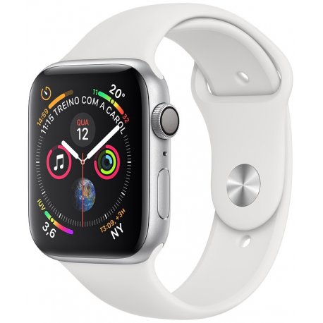 Relógio -Apple- Watch S4 (GPS) Caixa Alumínio 40mm Pulseira Esportiva Branca