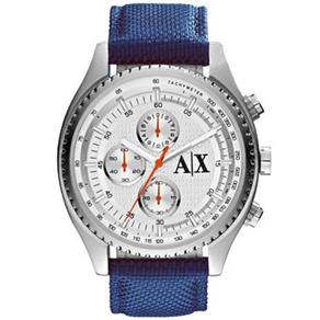Relógio Armani Exchange com Cronógrafo Silver Dial Blue Nylon Relógio Masculino Ax1609