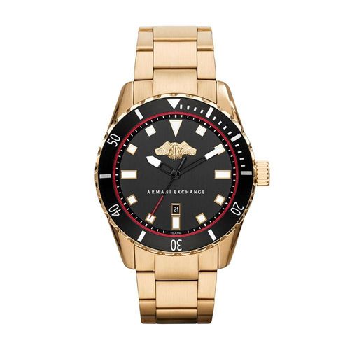 Relógio Armani Exchange Masculino Dourado Mostrador Preto Calendário Analógico Ax1710/4pn