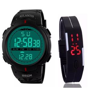 Relógio Atlantis C3 Digital Militar com Numeros Grandes Aprova Dágua