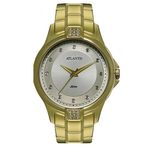 Relógio Atlantis Dourado Fundo Prata Com Detalhes Em Strass - G3412