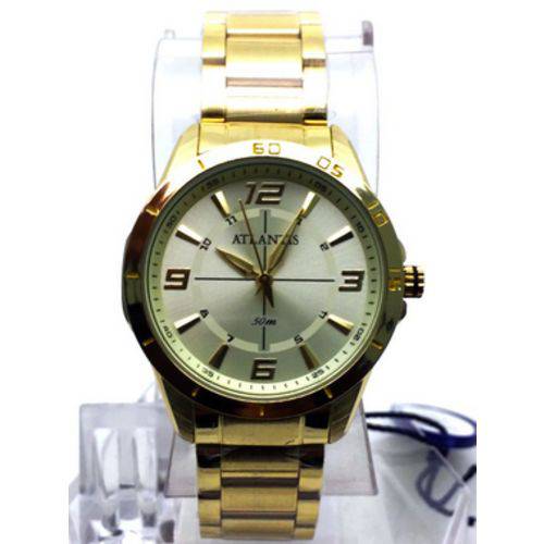 Relogio Atlantis Feminino B3442 Fundo Dourado