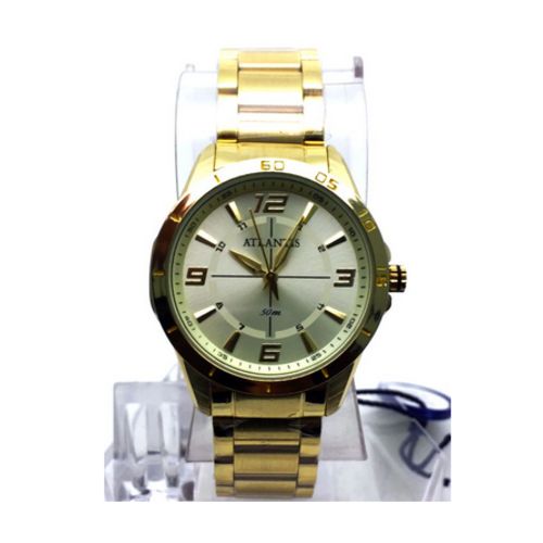 Relogio Atlantis Feminino B3442 Fundo Dourado