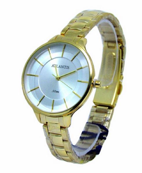 Relogio Atlantis Feminino B3437 Dourado Fundo Branco