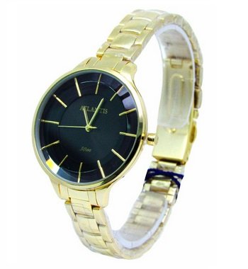 Relogio Atlantis Feminino B3437 Dourado Fundo Preto