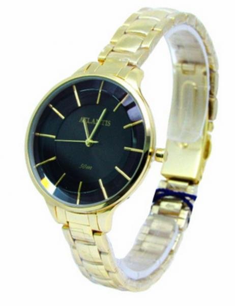 Relogio Atlantis Feminino B3437 Dourado Fundo Preto