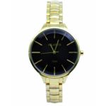 Relogio Atlantis Feminino B3437 Dourado Fundo Preto