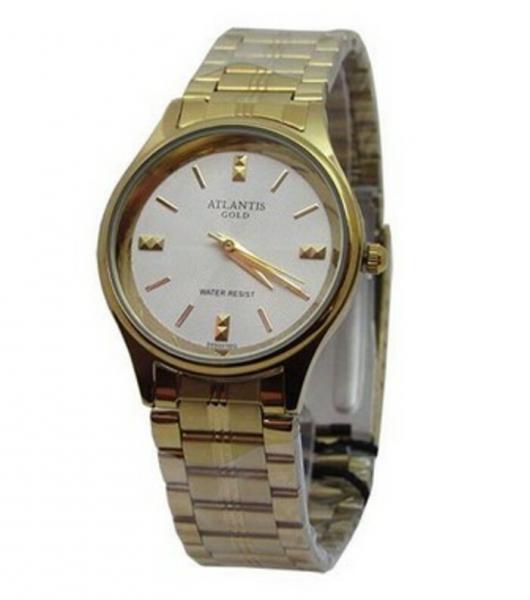 Relogio Atlantis Feminino B3490 Dourado Fundo Branco