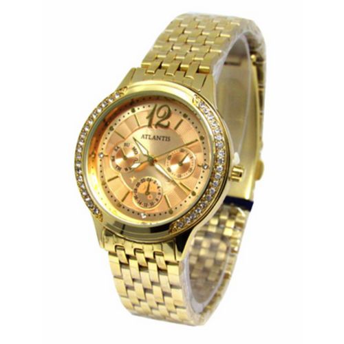 Relogio Atlantis Feminino B3362 Dourado Fundo Dourado