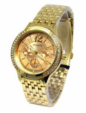 Relogio Atlantis Feminino B3362 Dourado Fundo Dourado