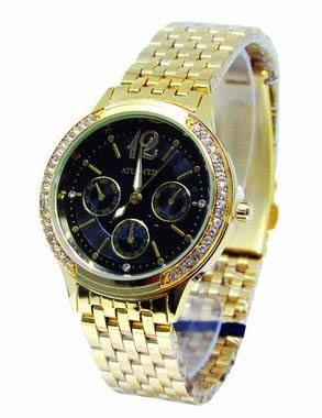 Relogio Atlantis Feminino B3362 Dourado Fundo Preto