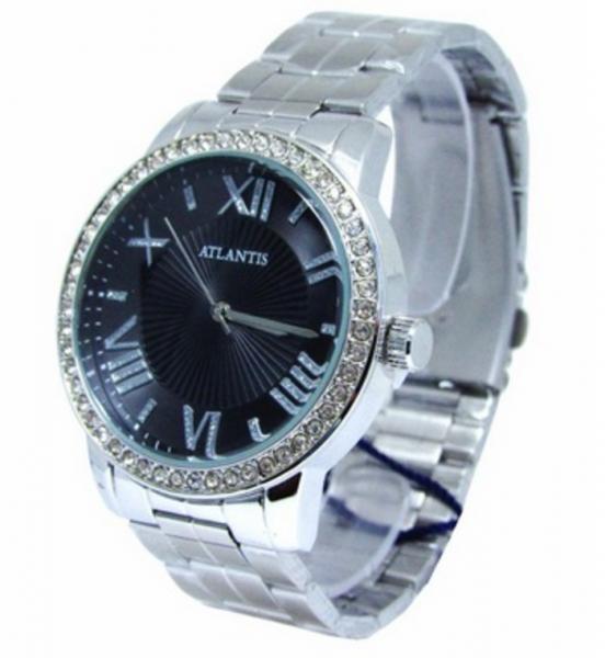 Relogio Atlantis Feminino B3380 Prata Fundo Preto