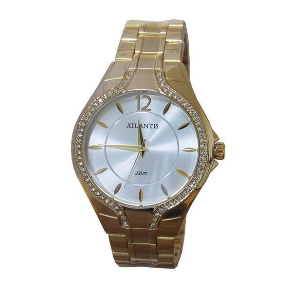 Relogio Atlantis Feminino G3413 Dourado Fundo Branco