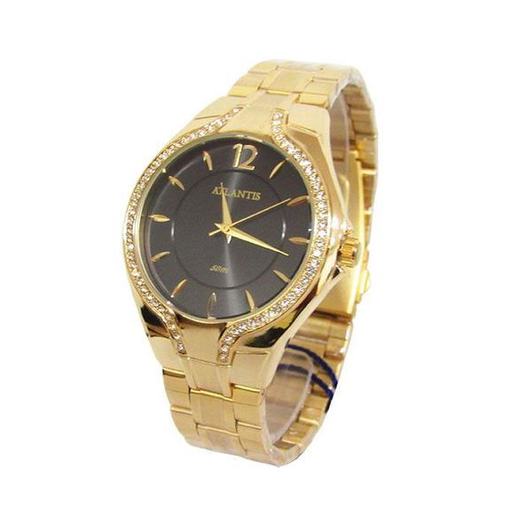 Relogio Atlantis Feminino G3413 Dourado Fundo Preto