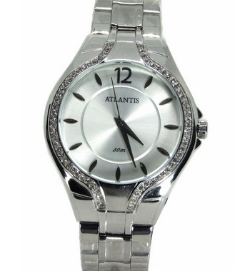 Relogio Atlantis Feminino G3413 Prata Fundo Branco