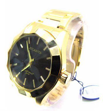 Relogio Atlantis Feminino G3434 Dourado Fundo Preto