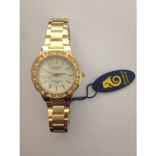 Relógio Atlantis G3444 Dourado Fundo Branco - Feminino - Original