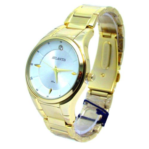 Relógio Atlantis G3447 Dourado Fundo Branco - Feminino - Original