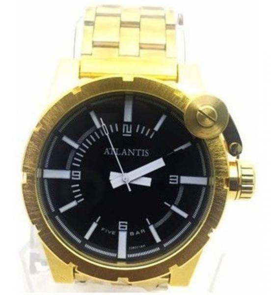 Relogio Atlantis Masculino A3283 Dourado Fundo Preto