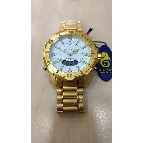 Relógio Atlantis Masculino Dourado A3482