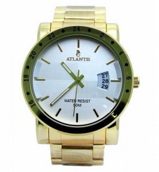 Relogio Atlantis Masculino Dourado G3242 Fundo Branco