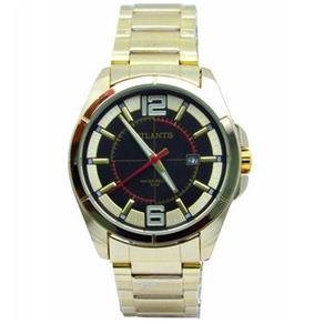 Relogio Atlantis Masculino G3332 Social Dourado Fundo Preto