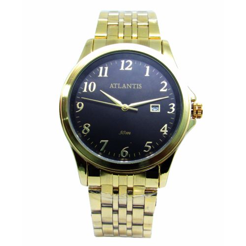 Relogio Atlantis Masculino G3440 Dourado Fundo Preto