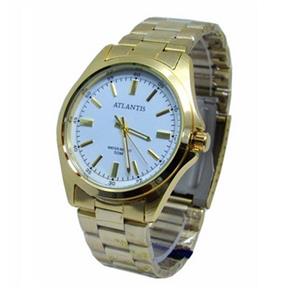 Relogio Atlantis Masculino Social Dourado G3336 Fundo Branco